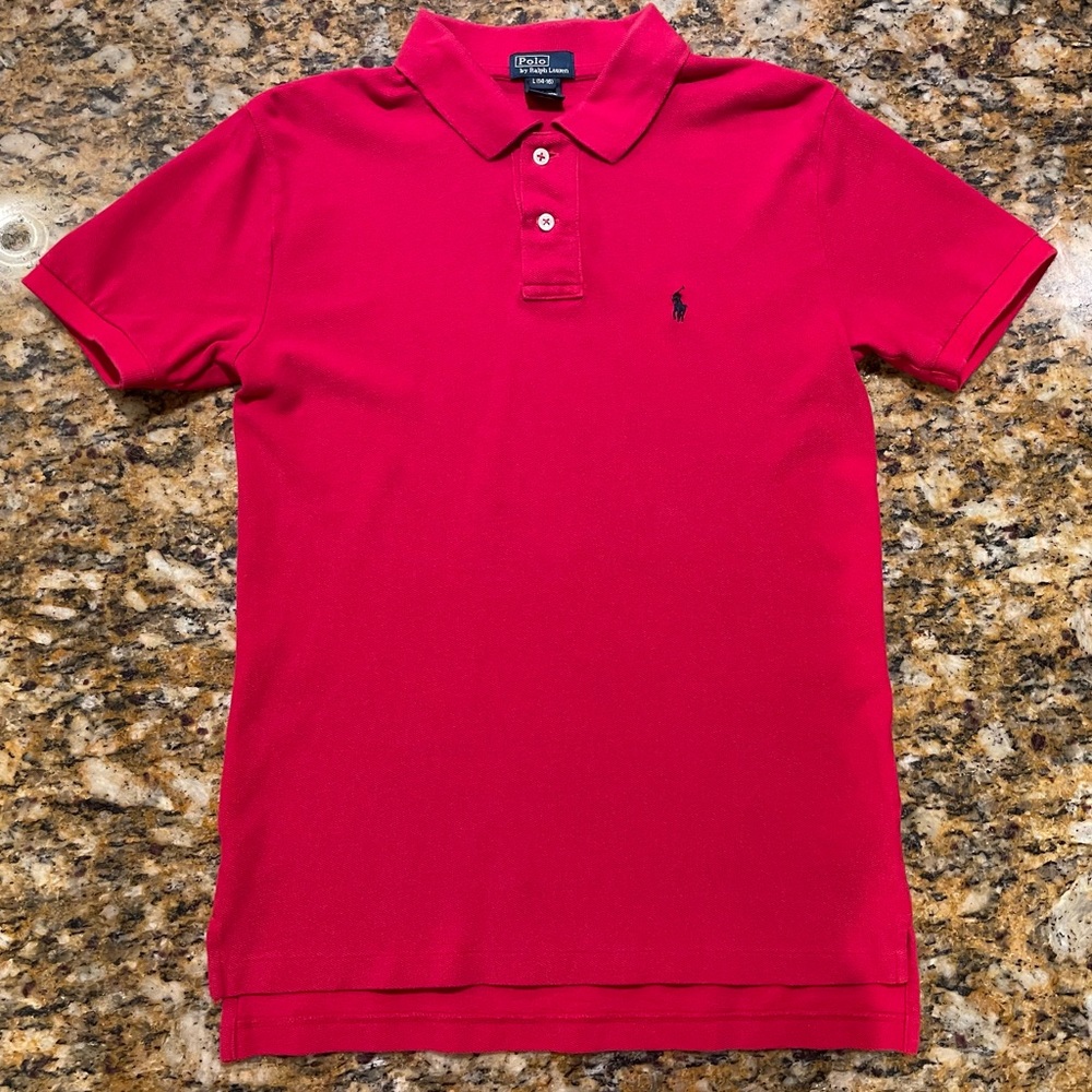 Boys Large (14-16) Polo Ralph Lauren Button Short Sleeve Shirt Red